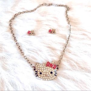 Bling Hello Kitty costume necklace and earring set